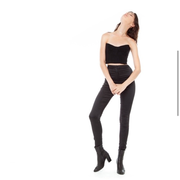 ARE YOU AM I AYAI Satin high waisted stretch Lilt pants M black - Picture 4 of 8